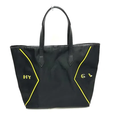 Pre-owned Givenchy Black Yellow Leather Nylon Shoulder Bag Tote Bag () In Multi