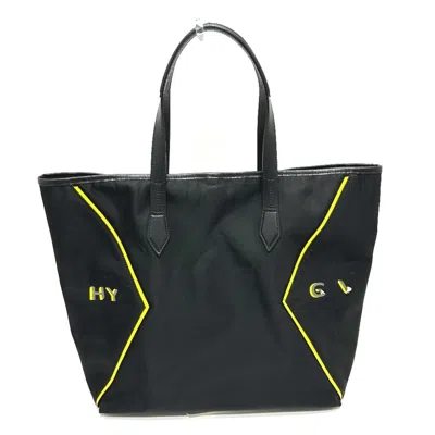 Pre-owned Givenchy Black Yellow Leather Nylon Shoulder Bag Tote Bag () In Black, Yellow