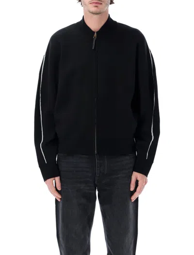 GIVENCHY MEN BLACK ZIP-UP LOGO STRIPED CARDIGAN, L LUXURY SWEATERS & KNITWEAR FOR MEN DARVEYS