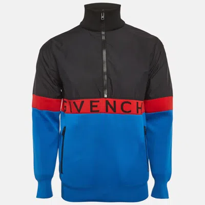 Pre-owned Givenchy Black/blue Jersey Half-zip Jacket M