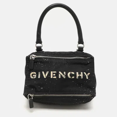 Pre-owned Givenchy Black/cream Nylon And Leather Small Pandora Shoulder Bag