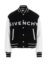 Givenchy Navy Blue And White Bomber Jacket In Wool And Leather In Blackwhite