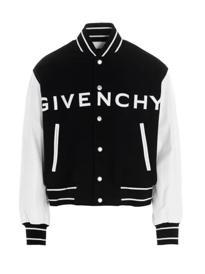 GIVENCHY BLACKWHITE LOGO BOMBER JACKET.