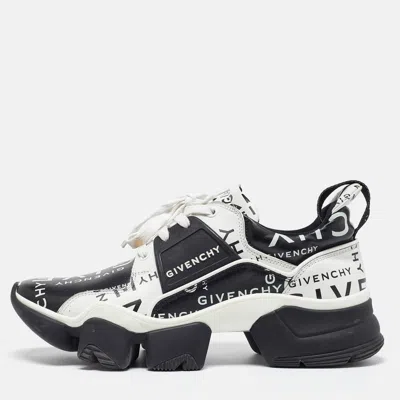 Pre-owned Givenchy Black/white Logo Print Leather Jaw Sneakers Size 41