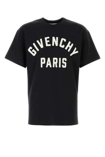 Givenchy Men Black Crewneck T-shirt With Maxi Logo Lettering On The Front In Cotton Man
