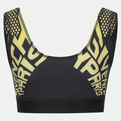 Pre-owned Givenchy Black/yellow Jersey Sports Bra Top Size 40