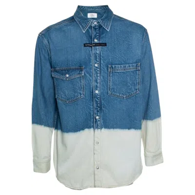 Pre-owned Givenchy , Bleach Dipped Denim Shirt In Blue