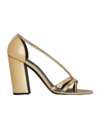 Givenchy Block Heeled Sandals In Mirror Effect Leather In Nude
