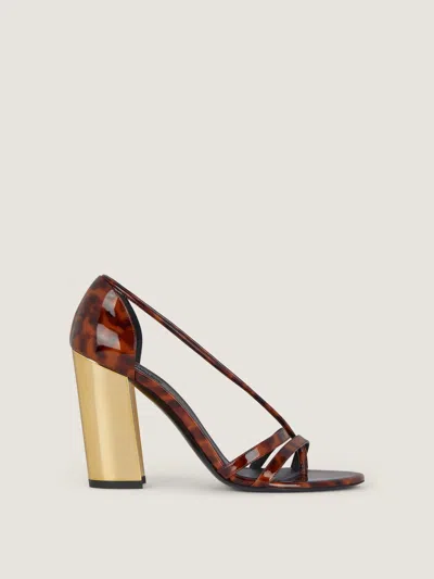 Givenchy Block Heeled Sandals In Tortoise Shell Patent Leather In Multi