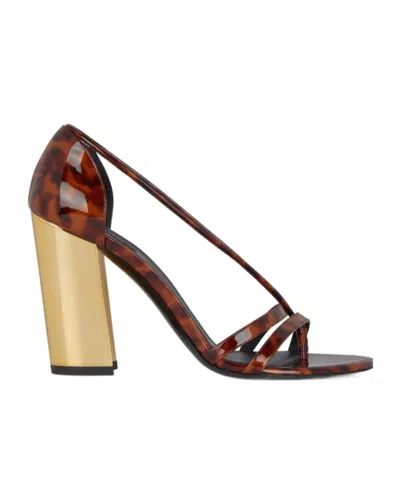 Givenchy Block Heeled Sandals In Tortoise Shell Patent Leather In Multi
