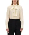 Givenchy Women's Silk Shirt With Lavalliu00c9re Collar In Neutral