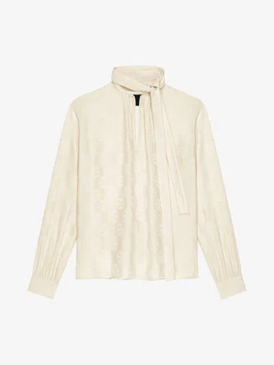 Givenchy Blouse In 4g Liquid Jacquard With Lavallière In Ecru