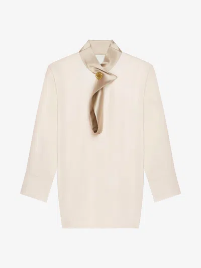 Givenchy Blouse In Satin With Buttoned Collar In Ivory