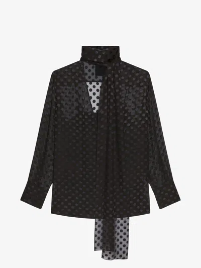 Givenchy Pussy-bow Polka-dot Silk-blend Chiffon Blouse In Black