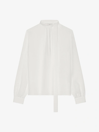 Givenchy Blouse In 4g Silk With Lavalliere In White