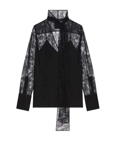 Givenchy Blouse In Lace With Lavalliere In Black