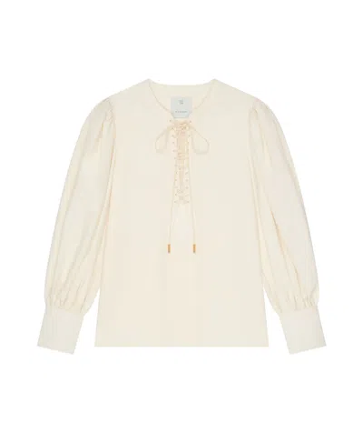 Givenchy Blouse In Linen With Laces With 4g Embroidery In Off White