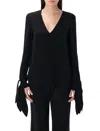 Givenchy Deep V Neck Blouse Ribbon