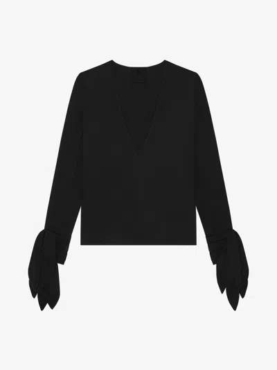 Givenchy Blouse With Bows In Crepe And 4g Embroidery In Black