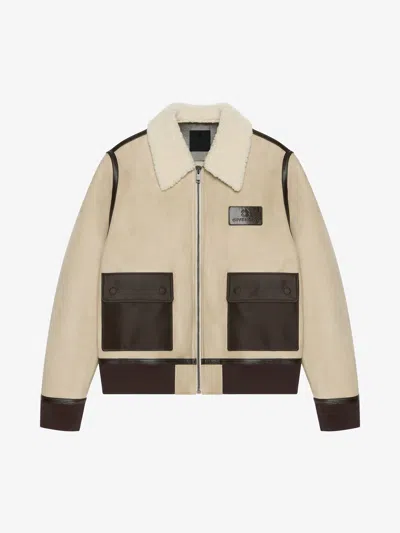 Givenchy Blouson Aviateur En Shearling In Light Beige
