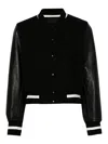 Givenchy Wool Blend Parka With Leather Sleeves And Iconic Branding In Black