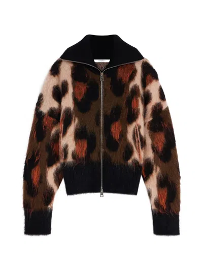Givenchy Blouson In Brushed Leopard Jacquard In Black