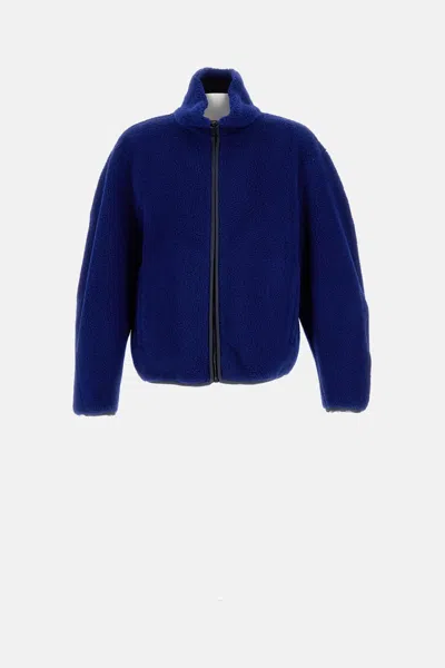 Givenchy Blouson Jacket In Fleece With Couture Stitching In Blue