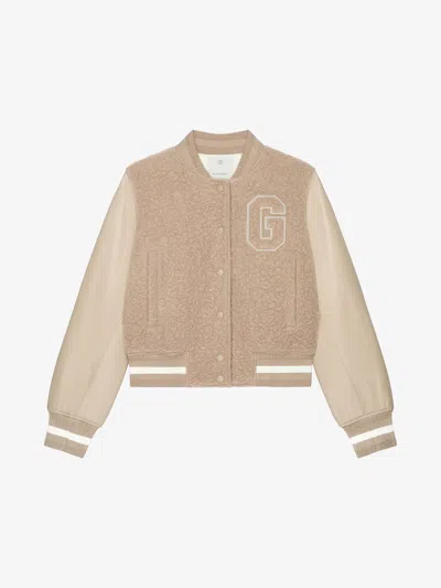 GIVENCHY BLOUSON VARSITY EN LAINE BOUCLETTE D'ALPAGA ET CUIR