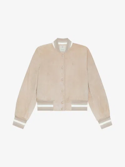 Givenchy Varsity Jacket In Suede In Brown