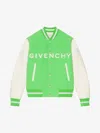 Givenchy 4g Wool-blend Varsity Jacket In Bright Green