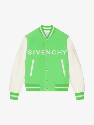 Givenchy 4g Wool-blend Varsity Jacket In Green