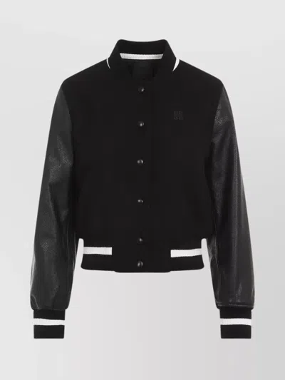 GIVENCHY BLOUSON WOOL BLEND LEATHER SLEEVES