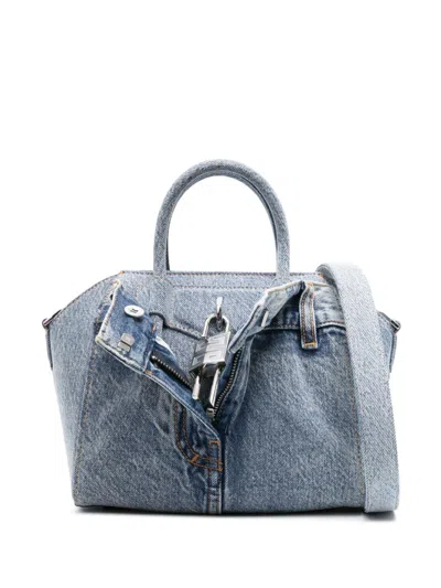 Givenchy Blue Antigona Lock Denim Tote Bag