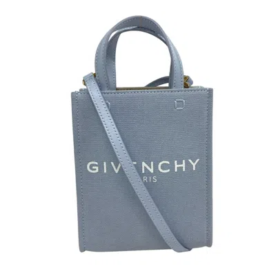 Pre-owned Givenchy Blue Canvas Leather Tote Bag ()