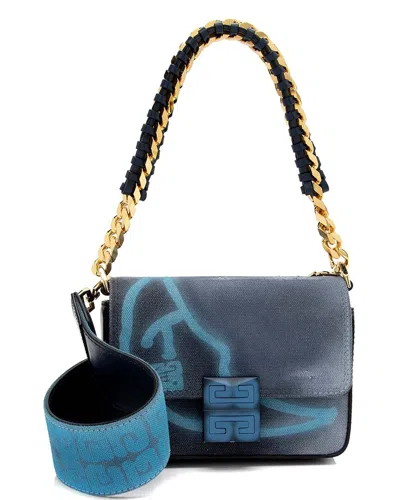 GIVENCHY GIVENCHY BLUE CANVAS X CHITO GRAFFITI EFFECT 4G SMALL SHOULDER BAG (AUTHENTIC  PRE-LOVED)