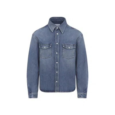 Givenchy Couture Seam Shirt In Shadow Washed Denim In Blue