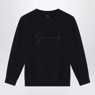 Givenchy Blue Cotton And Cashmere Sweater Men In Black