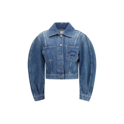 Givenchy Denim Jacket With Logo Embroidery In Blue