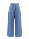 Givenchy High Waist Wide-leg Denim Trousers With Front Pleats In Deep Blue