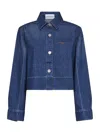 Givenchy Cropped Raw-edge Cotton Denim Jacket In Blue