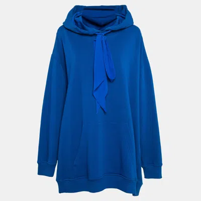 Pre-owned Givenchy Blue Cotton Fleece And Silk Ribbons Hoodie Dress S