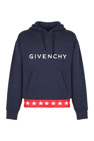 GIVENCHY BLUE COTTON HOODIE FOR MEN