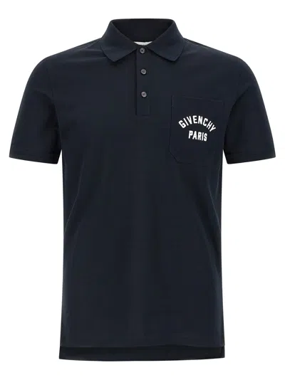 Givenchy Pocket Embroidery Polo Shirt In Blue