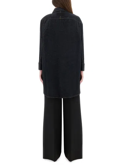 Givenchy Blue Embroidered Denim Shirt In Black