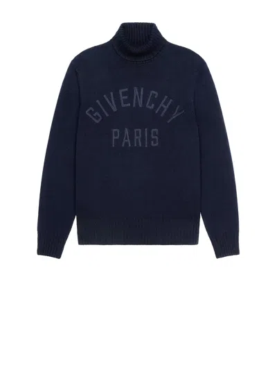 Givenchy Blue Cotton Turtle Neck Sweater