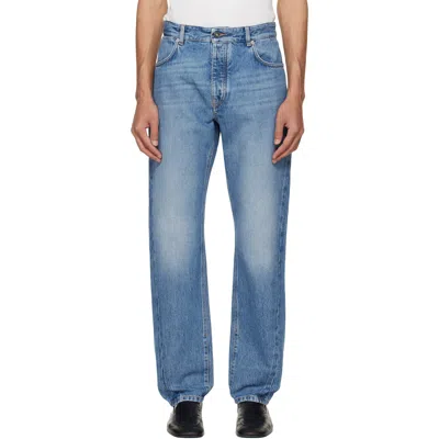 Givenchy Blue Couture Seam Straight Fit Shadow Washed Jeans In Multi