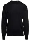 GIVENCHY BLUE CREWNECK PULLOVER WITH TONAL LOGO EMBROIDERY IN WOOL AND SILK BLEND MAN
