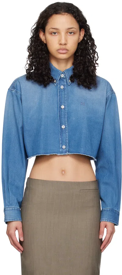 Givenchy Blue Cropped Denim Shirt In 452-light Blue