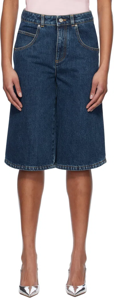 GIVENCHY BLUE CURVED SIDE DENIM SHORTS