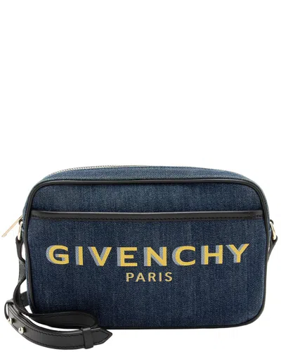 Givenchy Blue Denim & Leather Logo Bond Camera Bag (authentic Pre-loved) In Brown